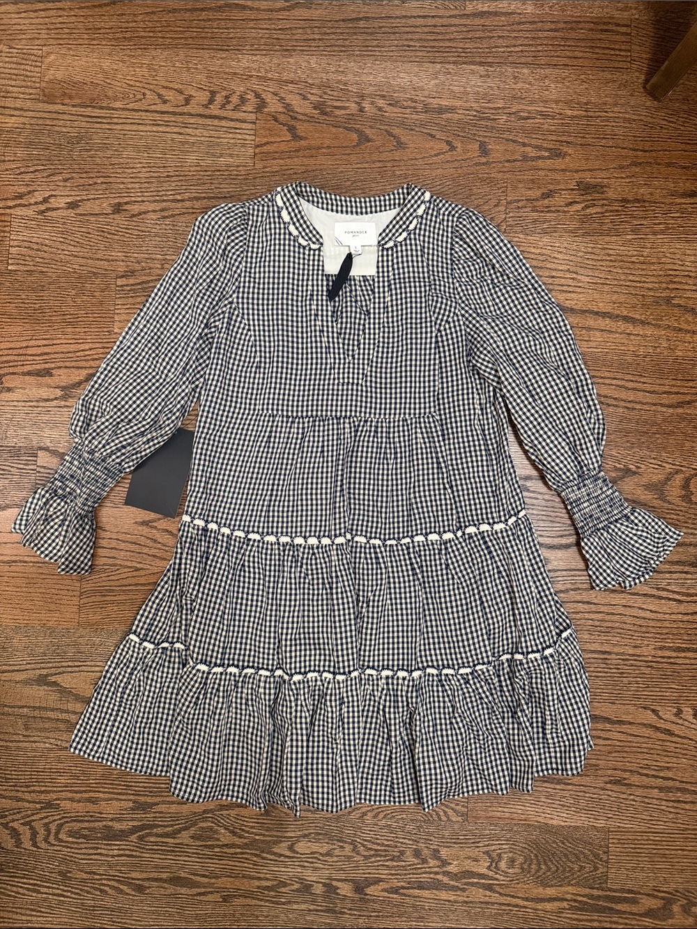 POMANDER PLACE NavyGingham Kenzo Dress Size S NWT - Picture 2 of 4